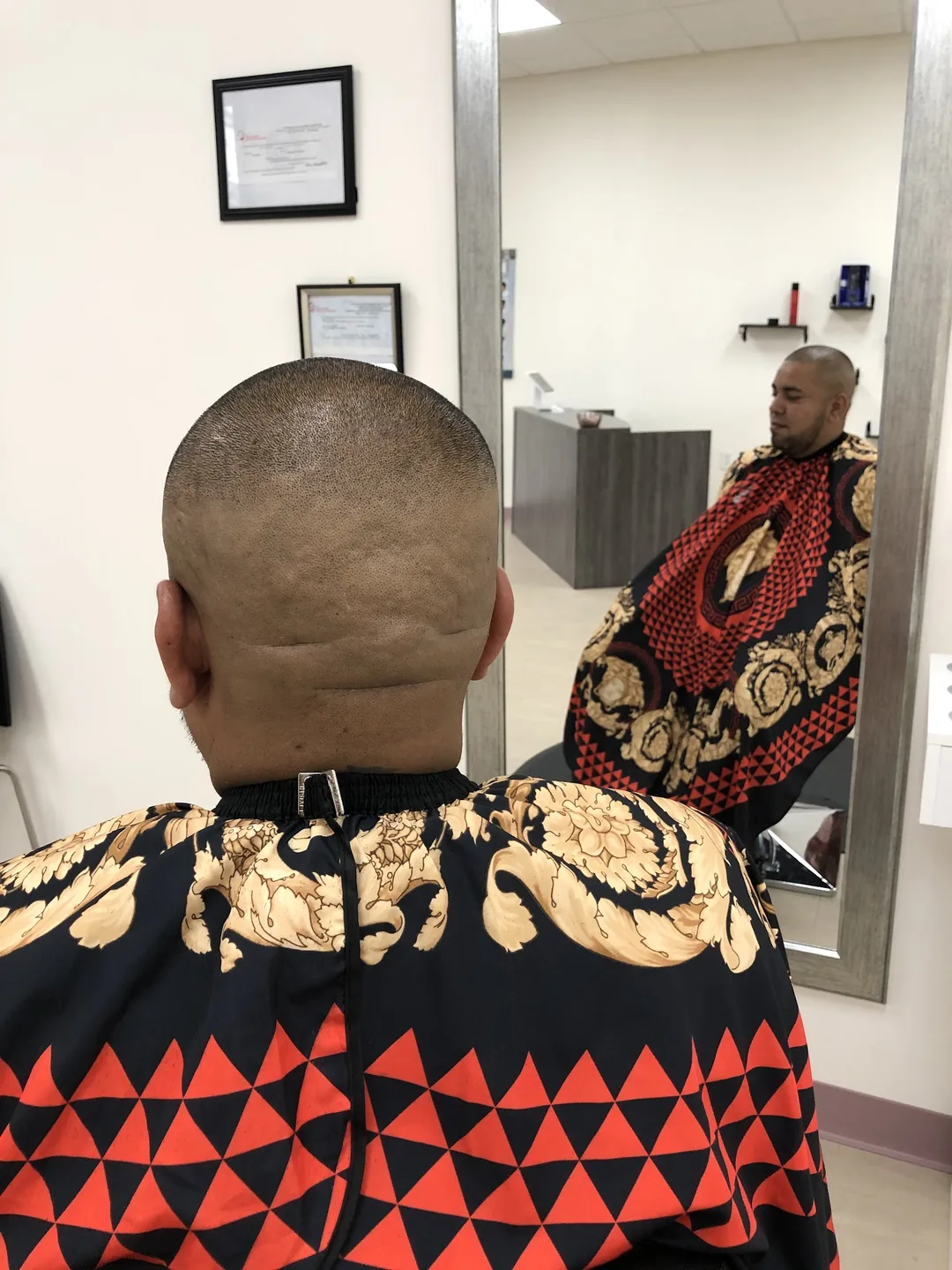 Mens shaved fade haircut mirror selfie style