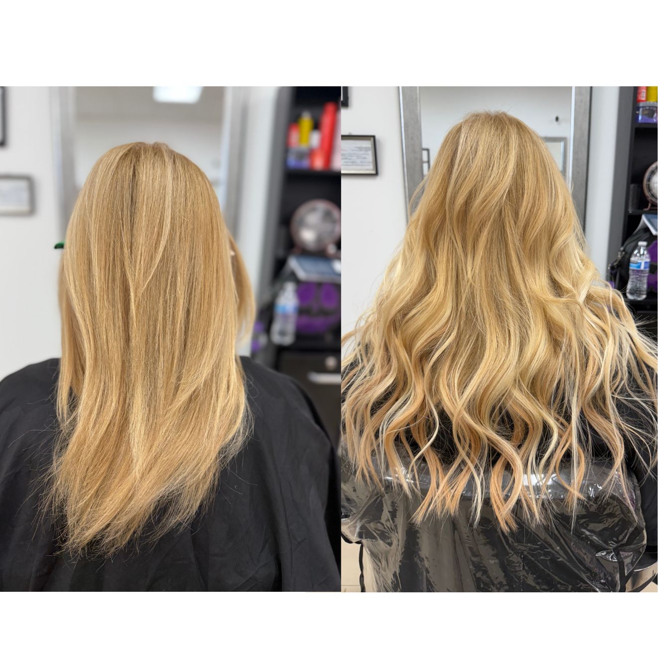Before and after hair extensions transformation at Luxe Hair Salon Phoenix